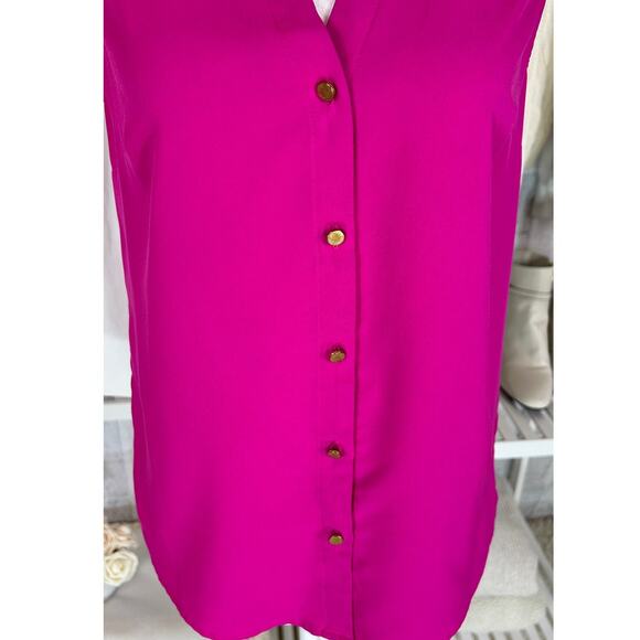A New Day Women's Size S Pink Brass Button Up Sleeveless Blouse #0272 - Picture 2 of 10